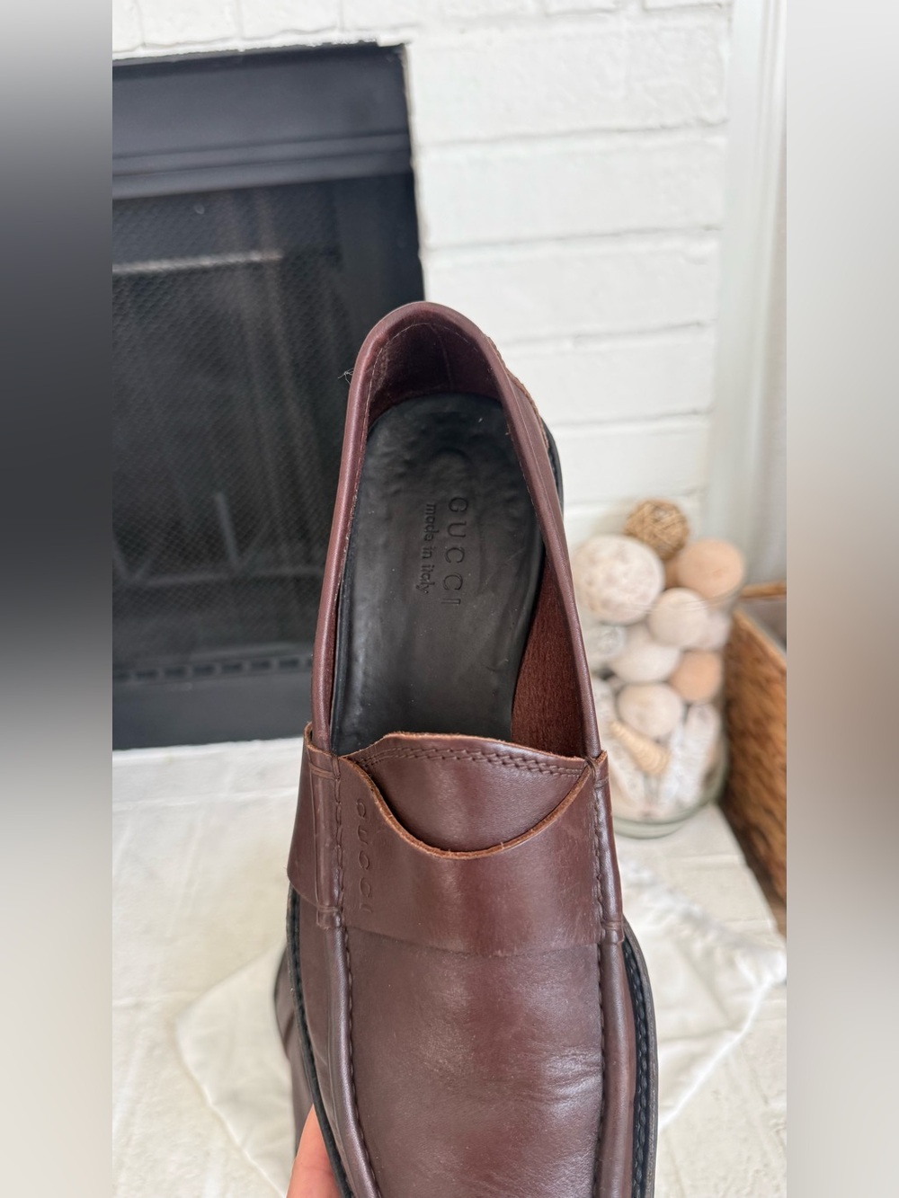 Gucci Men’s Brown Leather Lug Sole Penny Loafers Size 11 Made in Italy - Picture 9 of 10